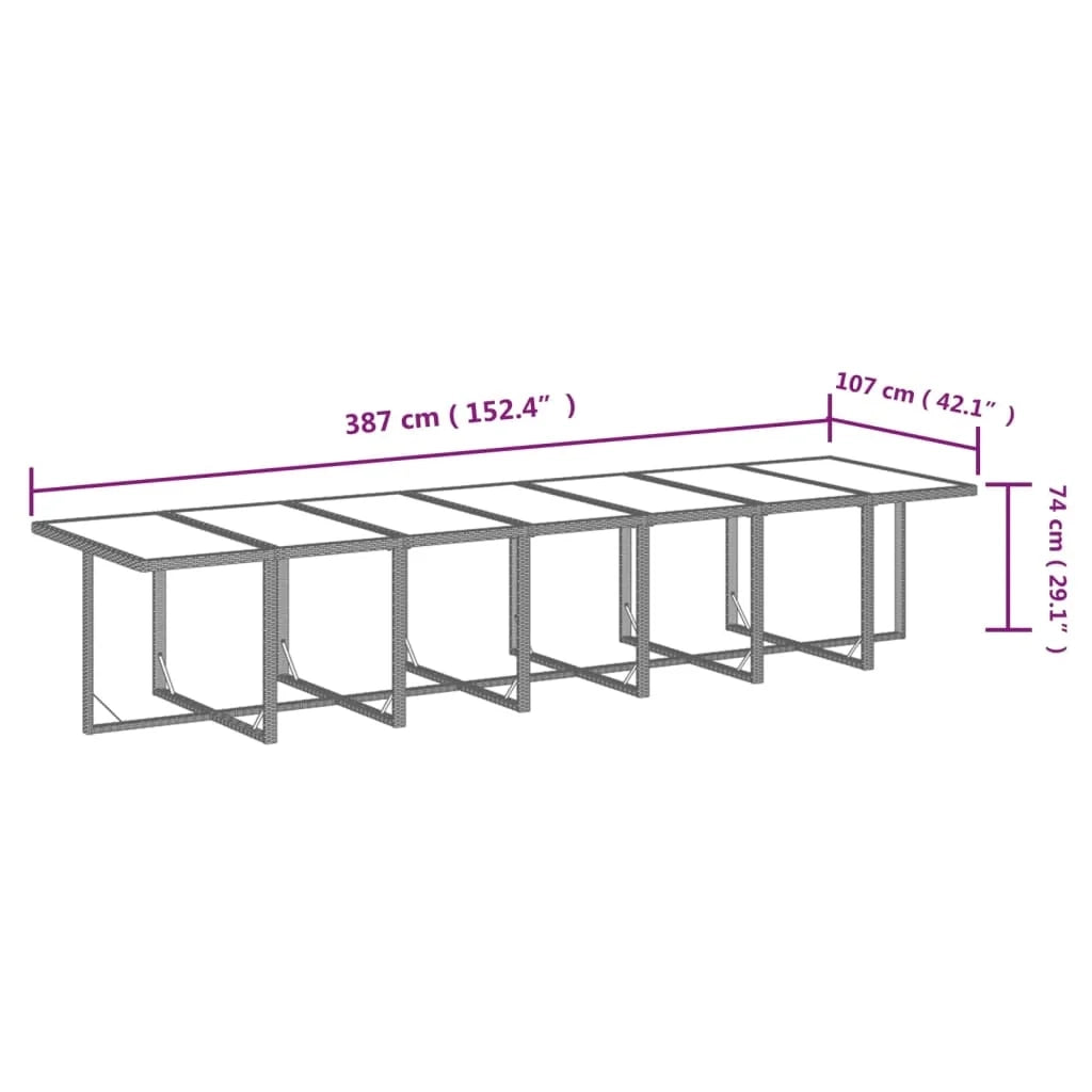 Set da pranzo da giardino mobili da esterno cuscini 19 pz poly rattan marrone 02_0014431