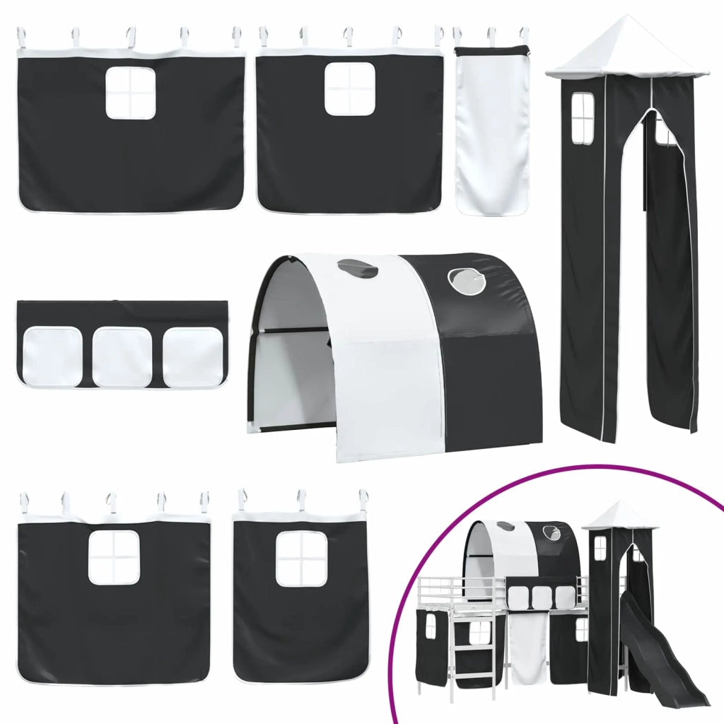 Struttura del letto loft per bambini-Giroletto per bambini Bianco e Nero 90 x 190 cm 589877
