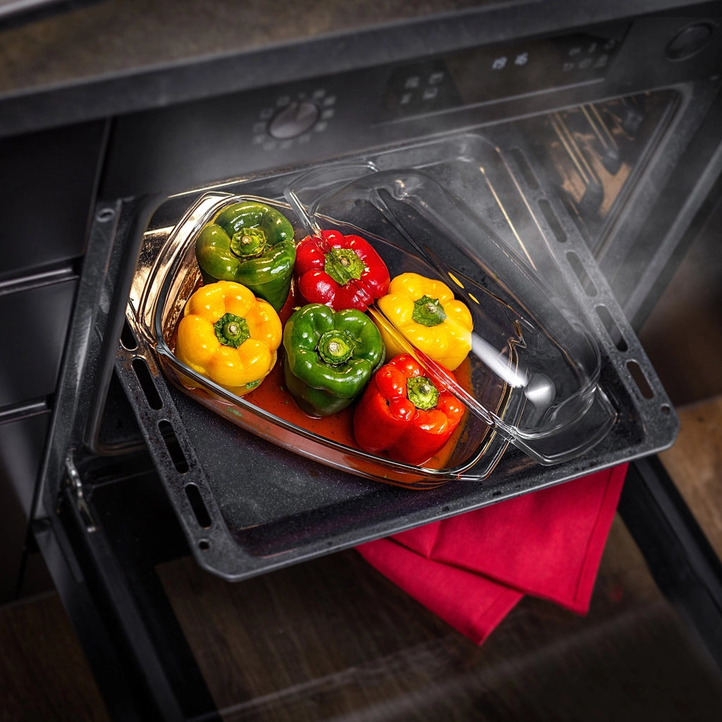 KADAX Teglia da forno rettangolare in vetro da 5 litri con coperchio, grande