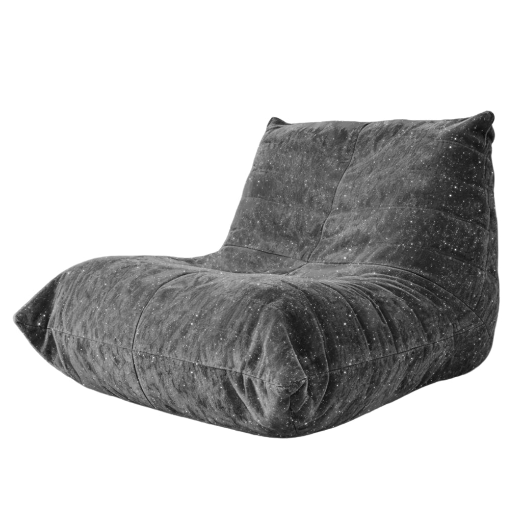 Poltrona pouf a bruco con design ergonomico in tessuto morbido per soggiorno in flanella grigia
