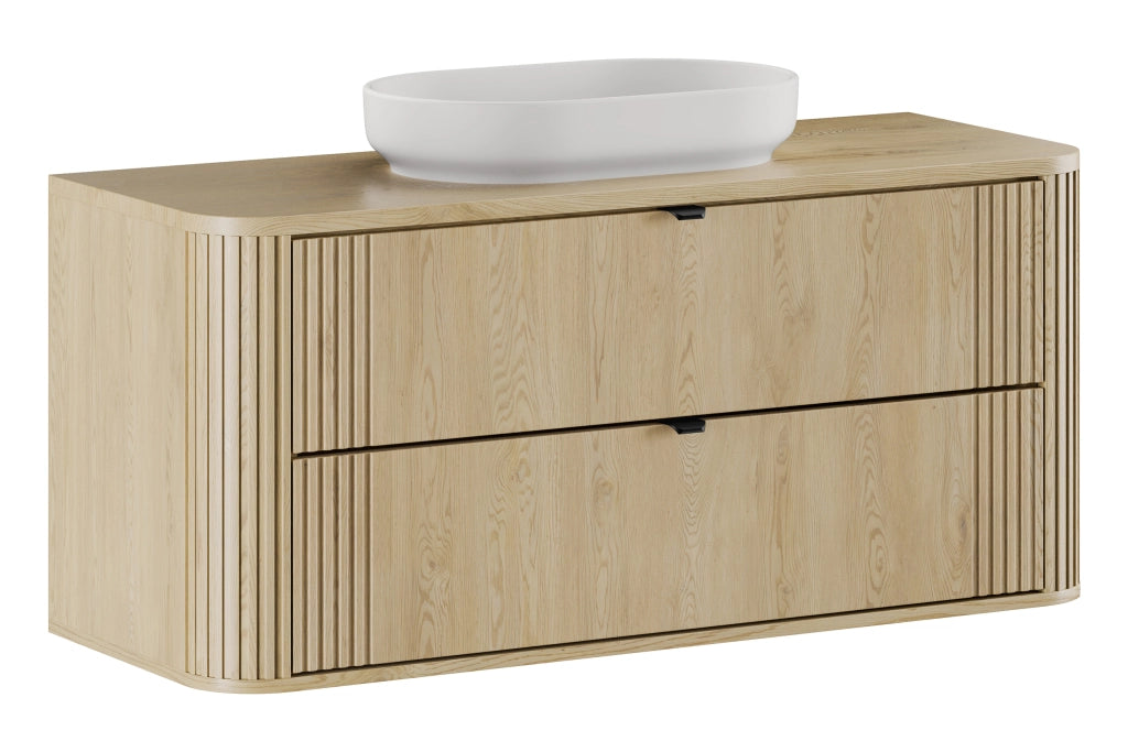 Set mobili bagno 120 cm con piano e lavabo da appoggio River Ovalia Cremona 120 cm