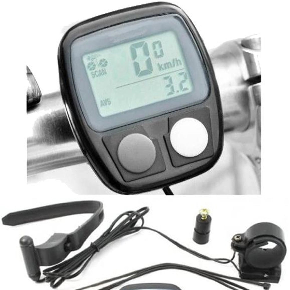 Trade Shop - Mini Computer Per Bici Bicicletta Tachimetro Contachilometri 14 In 1 Sport Tempo -