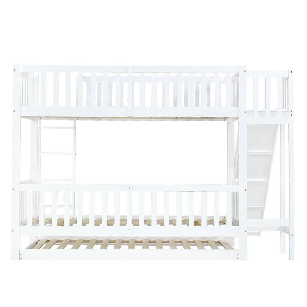 LETTO A CASTELLO con letto estraibile e scivolo 90x200/190 cm Bianco
