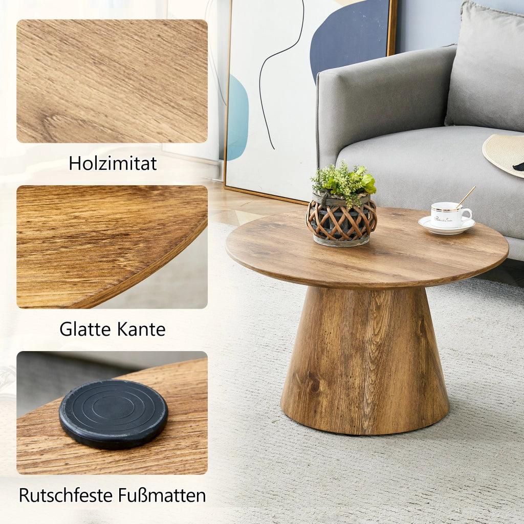 Tavolino da caffè rotondo con piano robusto - per soggiorno - in MDF - 60×35 cm