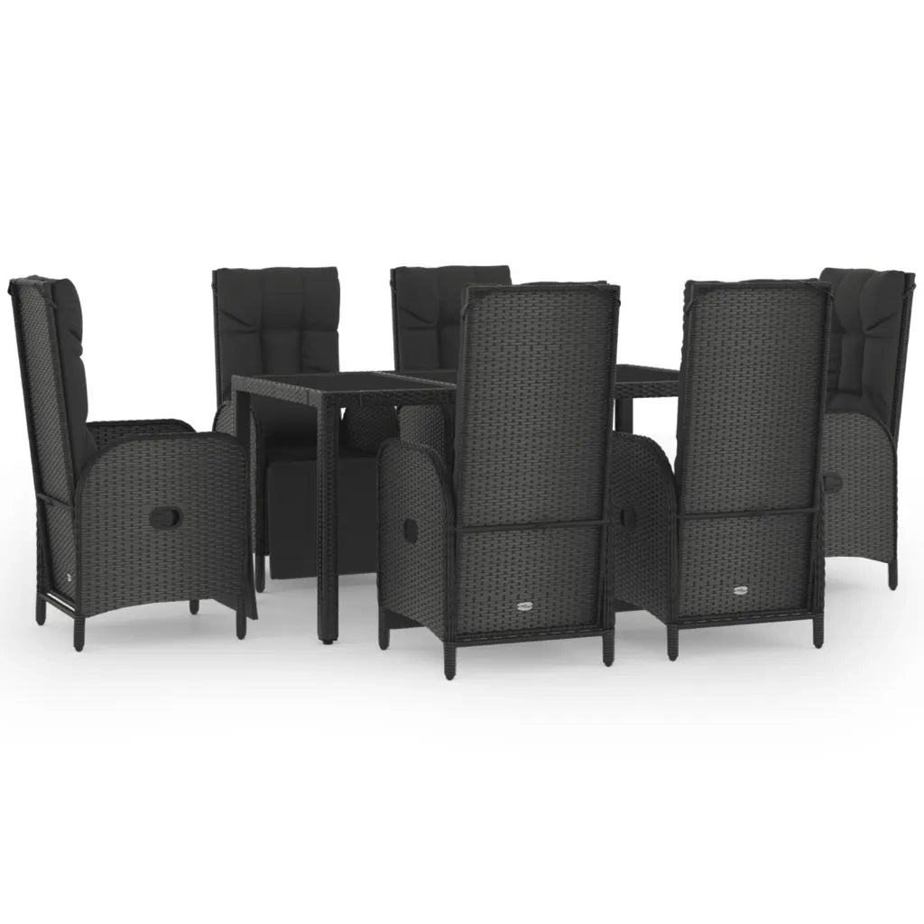 Set da Pranzo Giardino 7pz Nero e Grigio con Cuscini Polyrattancod mxl 76478