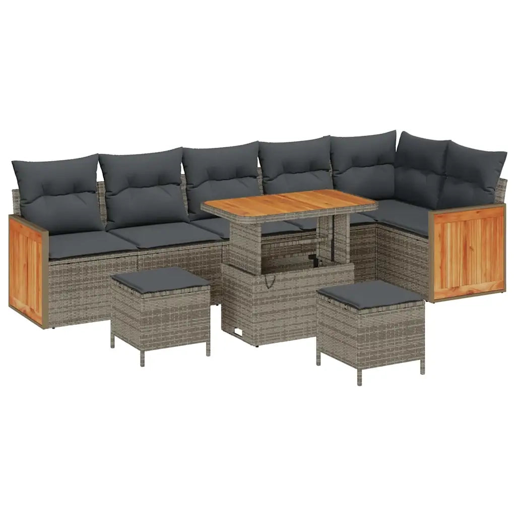 Set Divano da Giardino con cuscino 11 pcs Grigio polyrattan 3365278