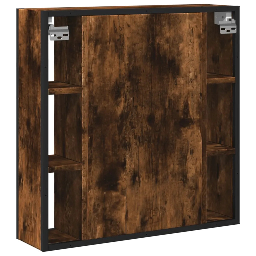 Mobile Bagno | Armadio da bagno Specchio Rovere Fumo 60x16x60 cm Legno Multistrato
