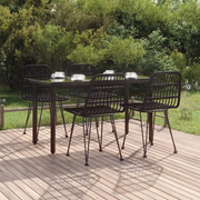 Set da Pranzo da Giardino 5 pz Nero in Polyrattan cod mxl 35596