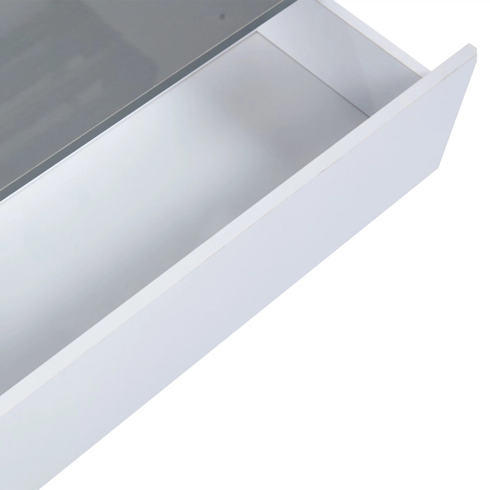 Tavolino da Caff¨¨ con LED e Cassetti ¨C MINIMAL ¨C Bianco Lucido, Ripiano, 70x70x35