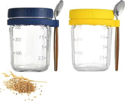 Set di Overnight Oats in Bicchieri di Vetro a Mason con Muesli di Avena