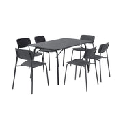 Set tavolo da giardino pieghevole in metallo con 6 sedie, antracite