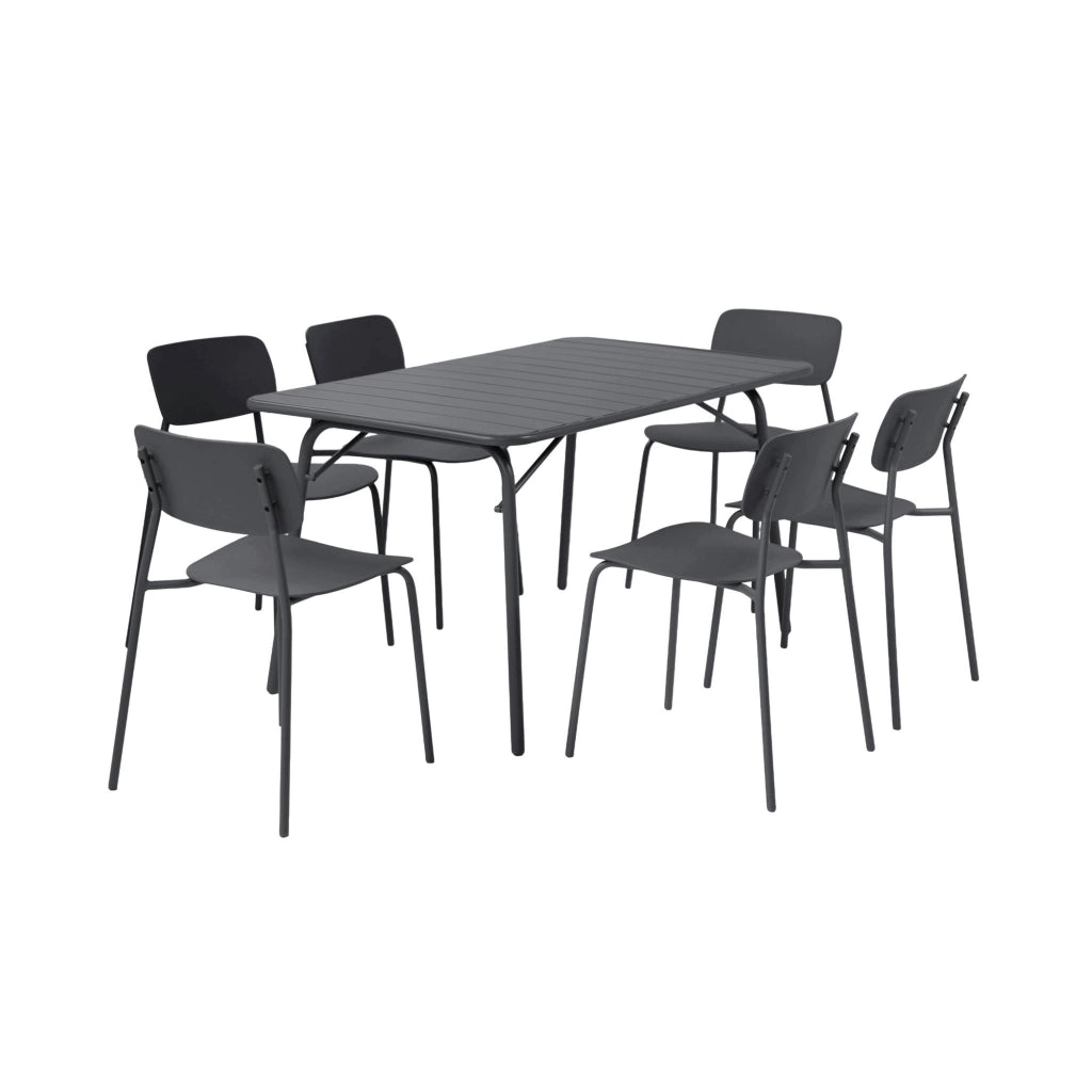 Set tavolo da giardino pieghevole in metallo con 6 sedie, antracite