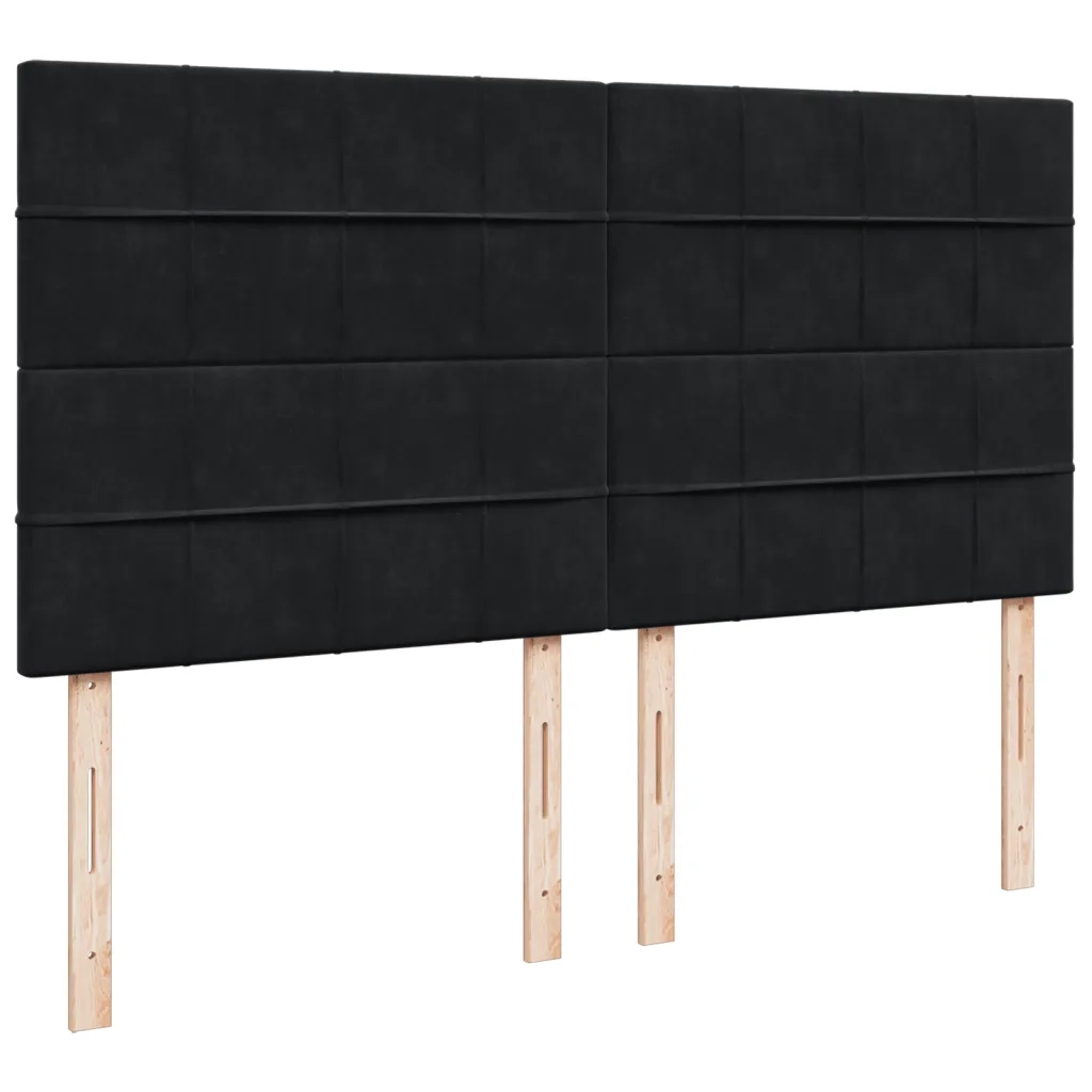 Giroletto a Molle con Materasso Nero 200x200 cm in Velluto