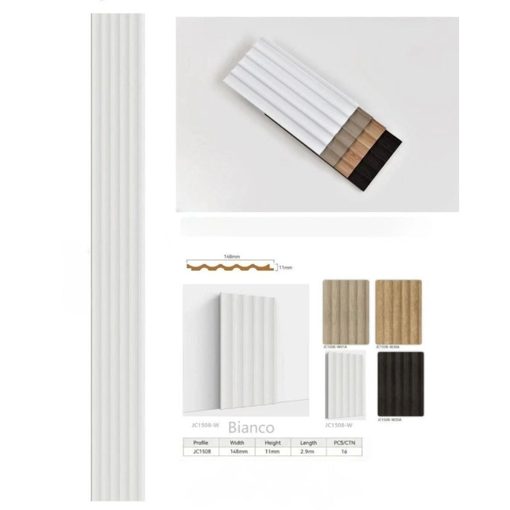 Trade Shop - Pannello Decorativo 3d Bianco 148x290 Cm Effetto Ondulato Moderno In Ps -