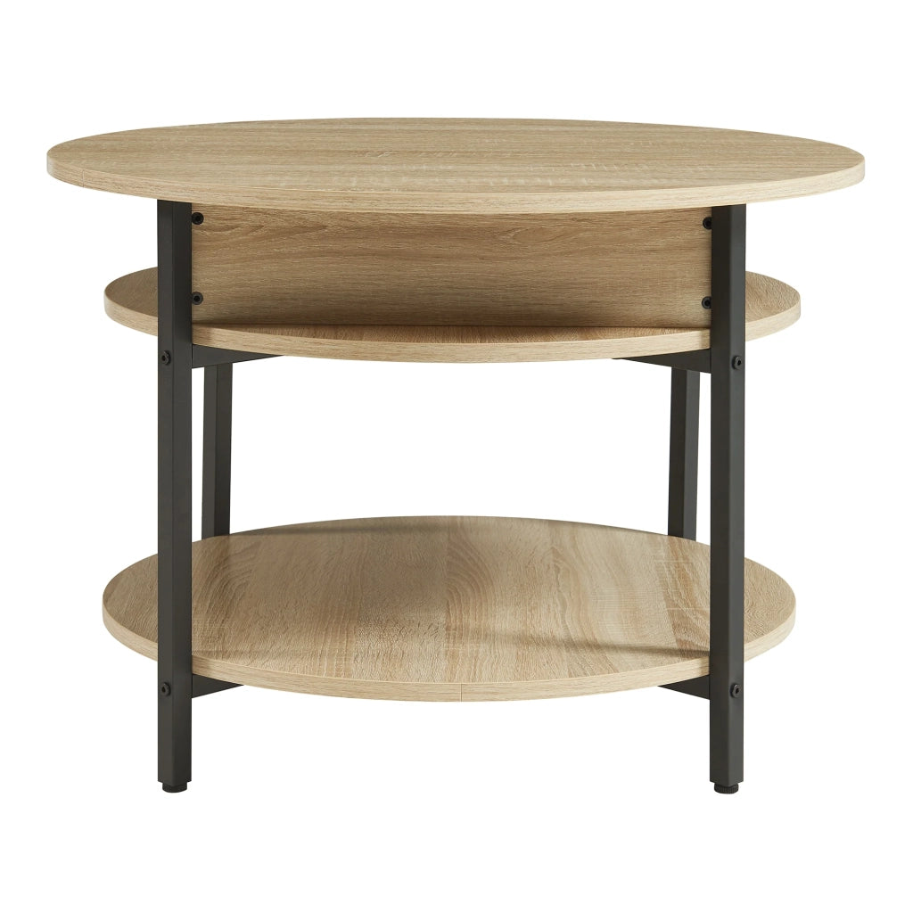 Tavolino da caffè con consolle laterale e piano sollevabile effetto rovere 03_0010798