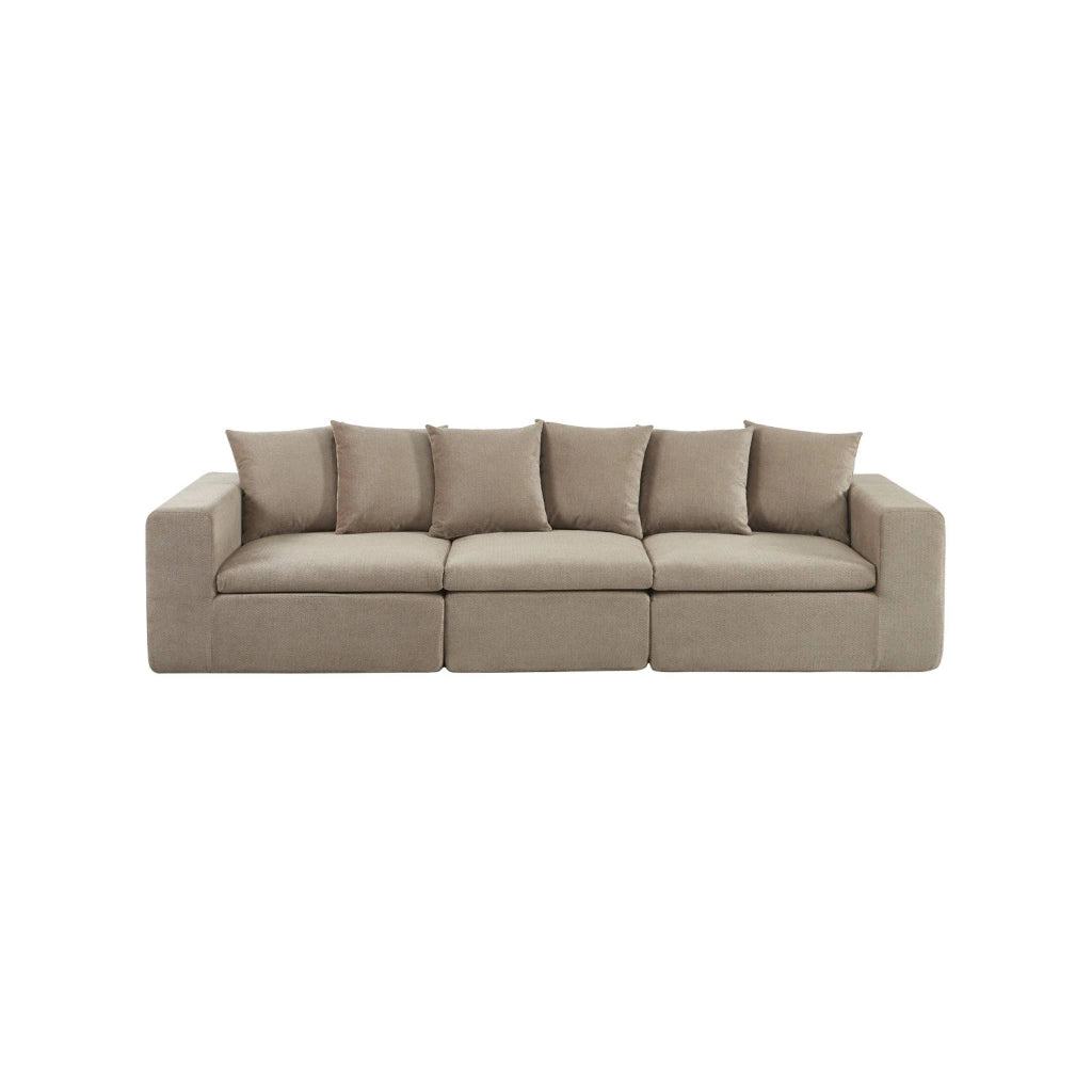 Divano modulare in tessuto ciniglia, 3 posti, beige scuro