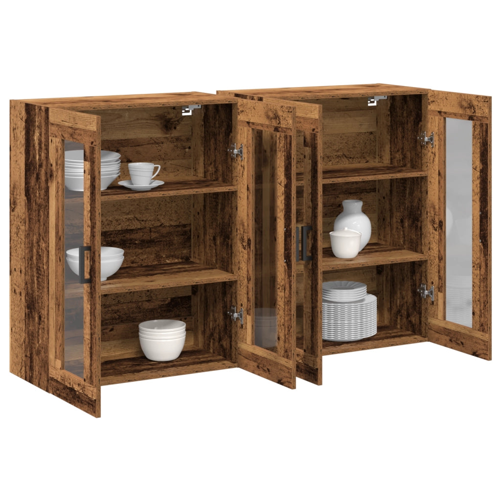 Armadi da muro 2 pezzi Legno invecchiato 69,5x34x90 cm Legno ingegnerizzato