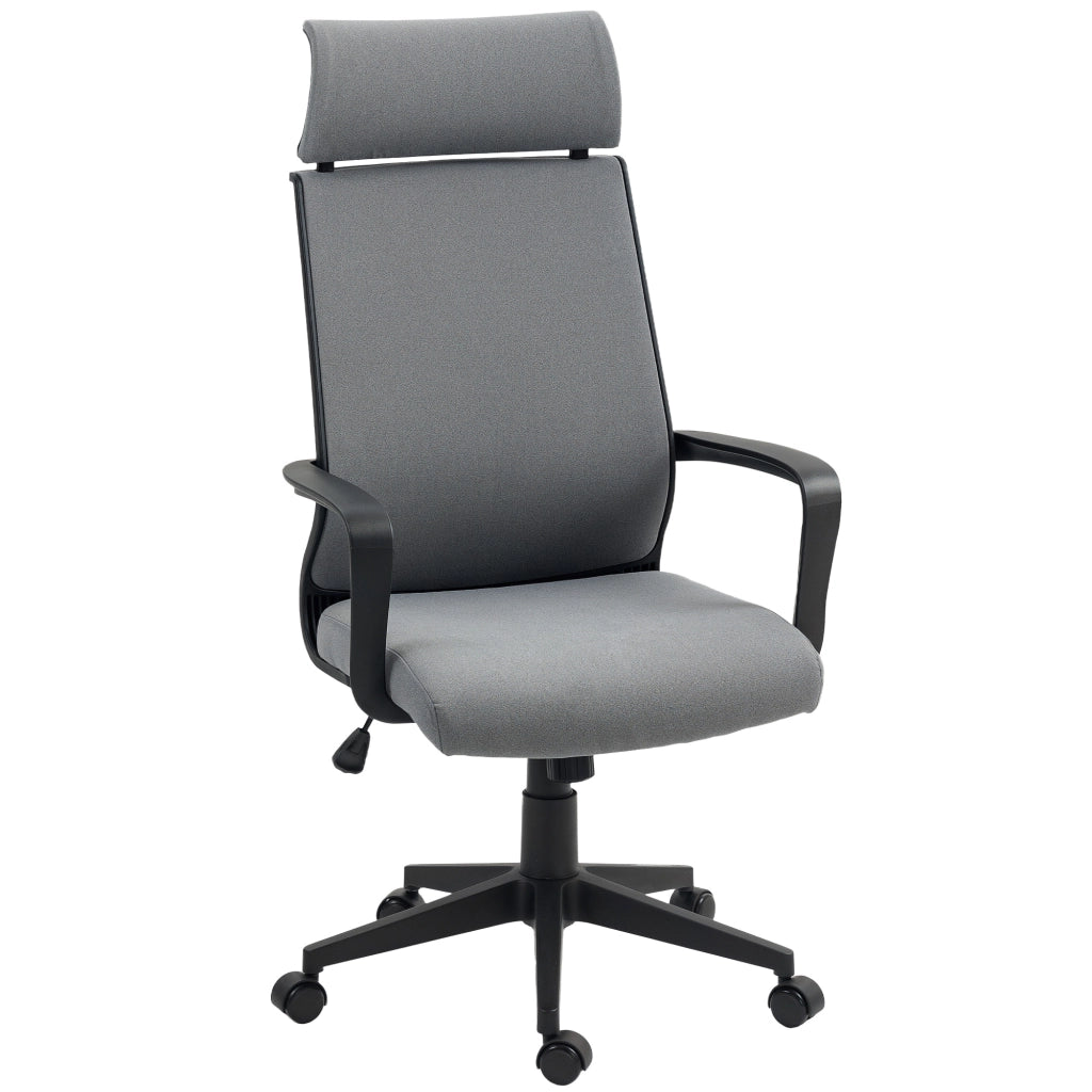 Sedia da ufficio con schienale imbottito, braccioli, rotelle, altezza regolabile ¨C zephmum ¨C Grigio