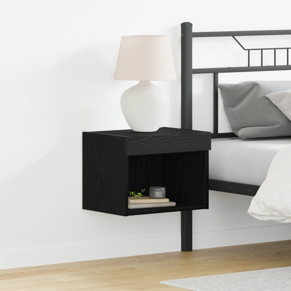 Armadi a muro  con luci LED 2 pezzi Rovere Nero 40x30x30 cm