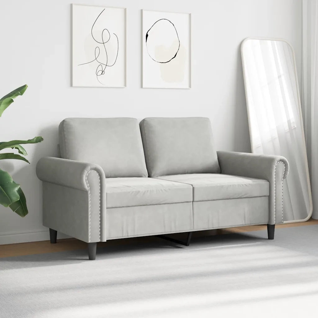 Divano a 2 Posti Grigio Chiaro 120 cm in Velluto 359519