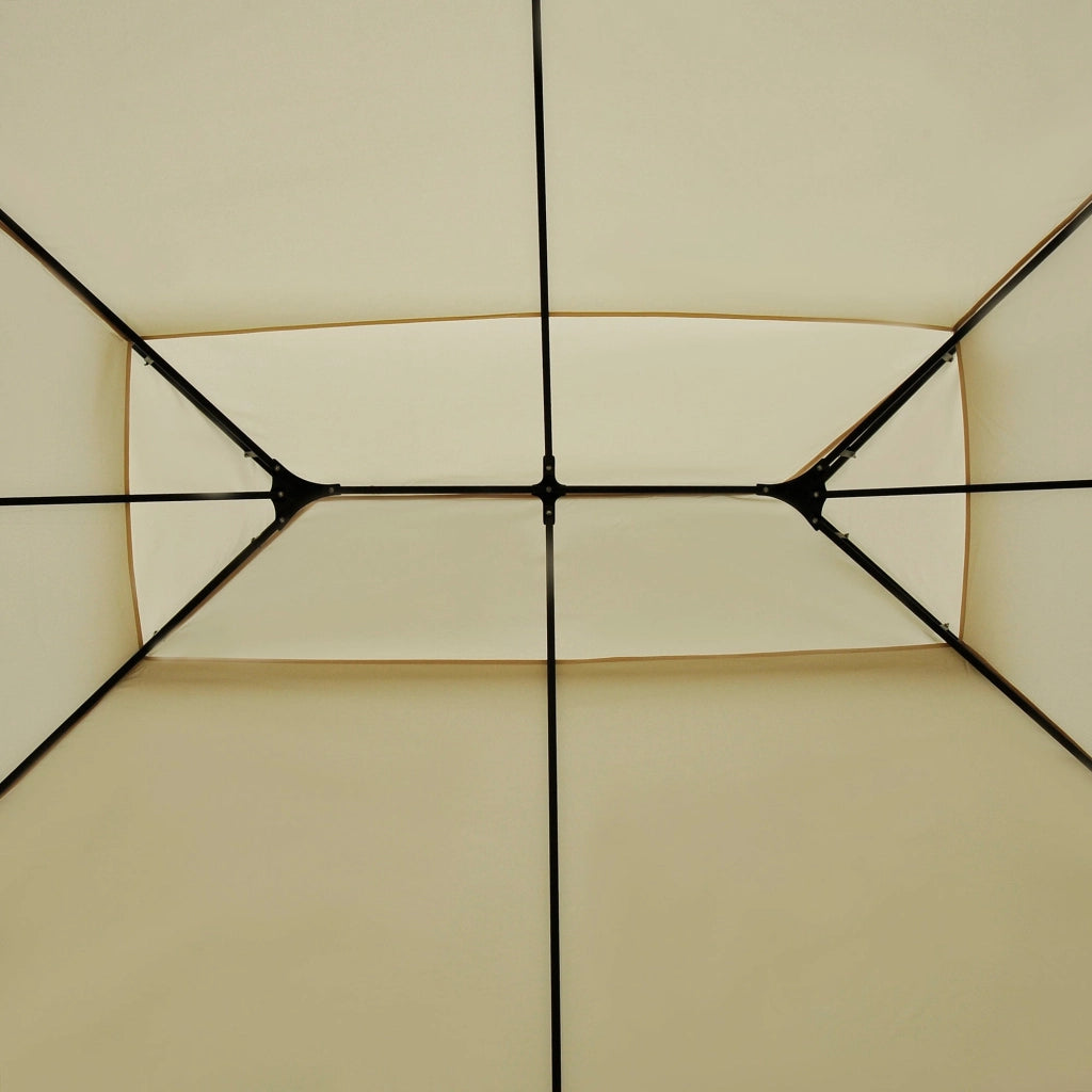 Gazebo da Giardino 3x4m con Tende in Acciaio e Poliestere Bianco e Crema