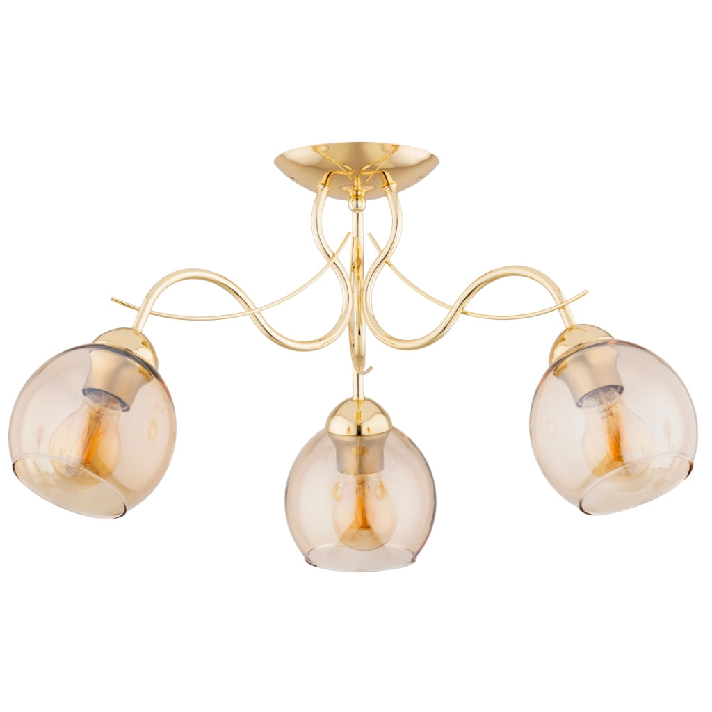 Plafoniera NARIA decorativa oro vetro ambra 3xE27 Alfa