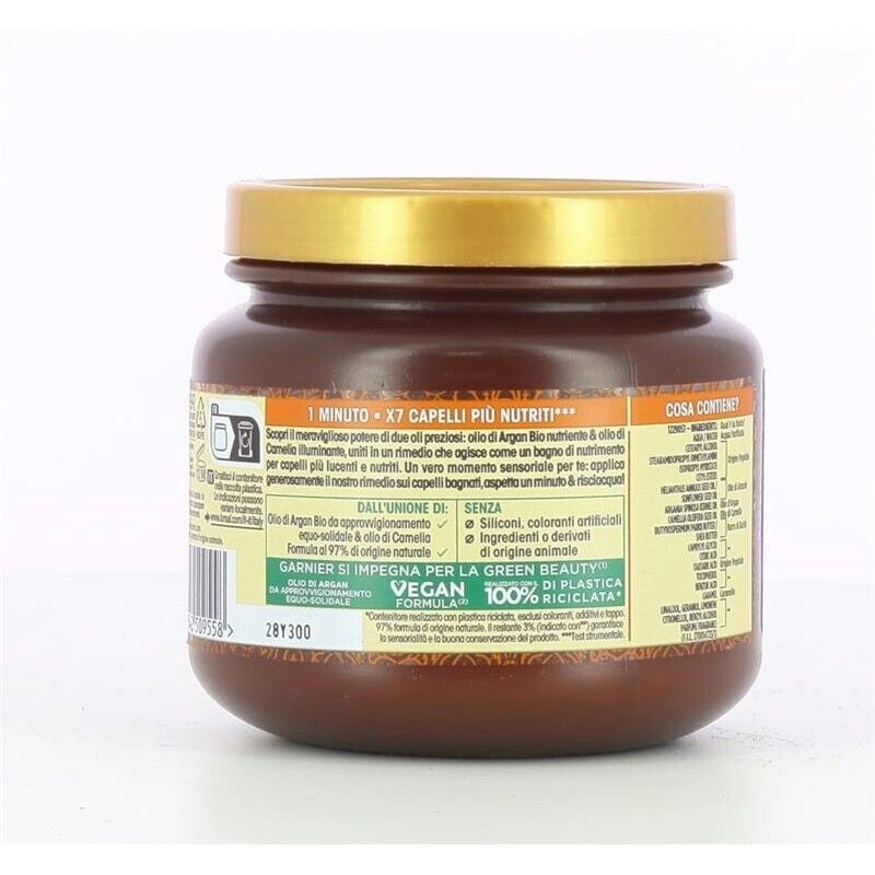 GARNIER ULTRA DOLCE 3 MASCHERE NUTRIENTE PER CAPELLI SECCHI E SPENTI AZIONE IN 1 MINUTO CON GLI OLI MERAVIGLIOS 340 ML