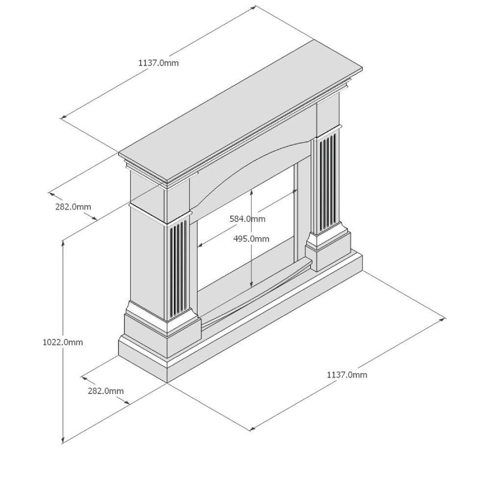 Cornice da Pavimento per Inserto Camino Elettrico 113,7x102,2x28,2 cm in MDF Sined Cetona Nero