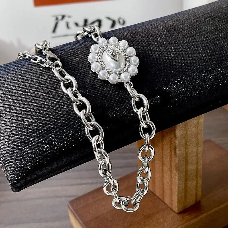 Collana vintage con perle rotonde e pianeti, regalo di Natale o compleanno.