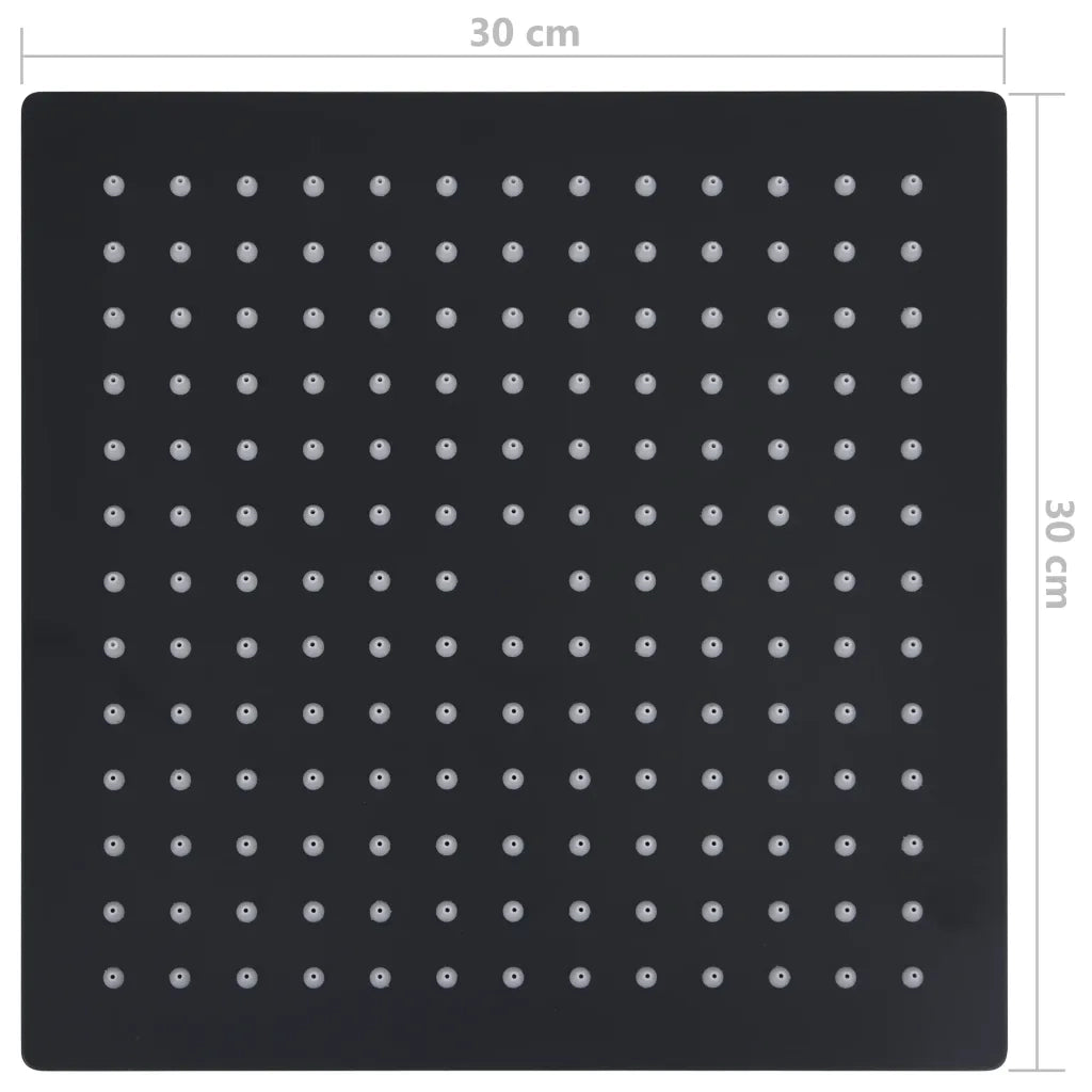 Testa Doccia a Pioggia in Acciaio Inox 30x30 cm Quadrata Nera 147697