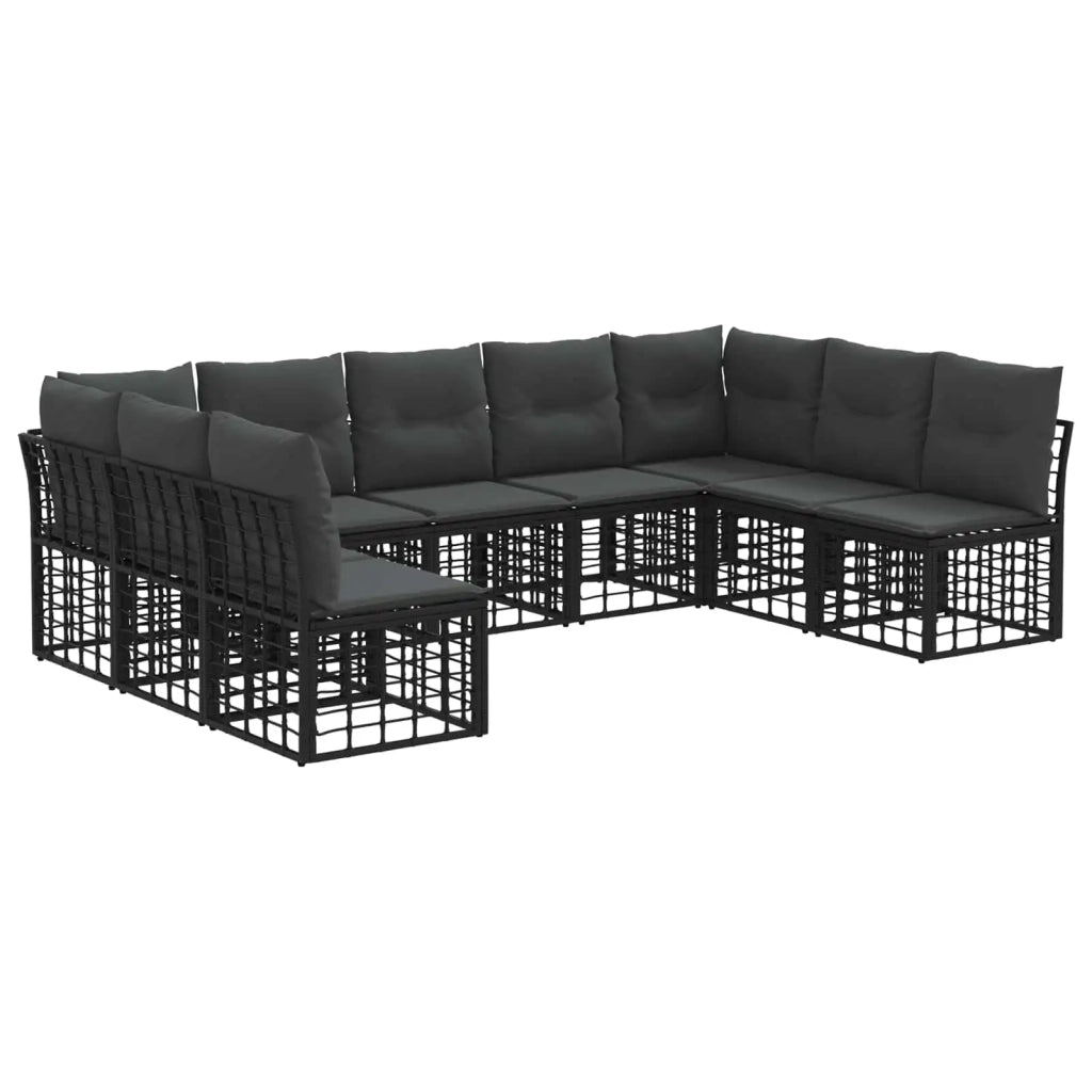 Set di divani da esterno Nero Poliestere