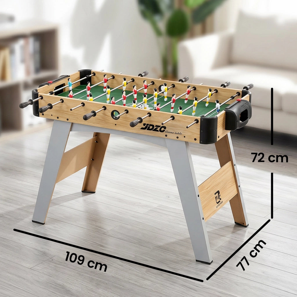 Calcio Balilla 109x77x72 cm Tavolo da Gioco cm con 22 Giocatori Palline e Segnapunti Manuale Rovere e Giallo