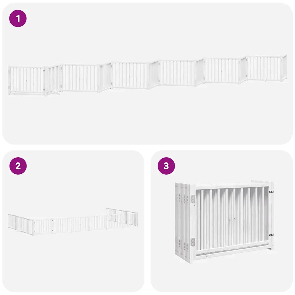 Cancello Cani Porta Pieghevole Bianco 12 Pannelli 960 cm Pioppo 3155732