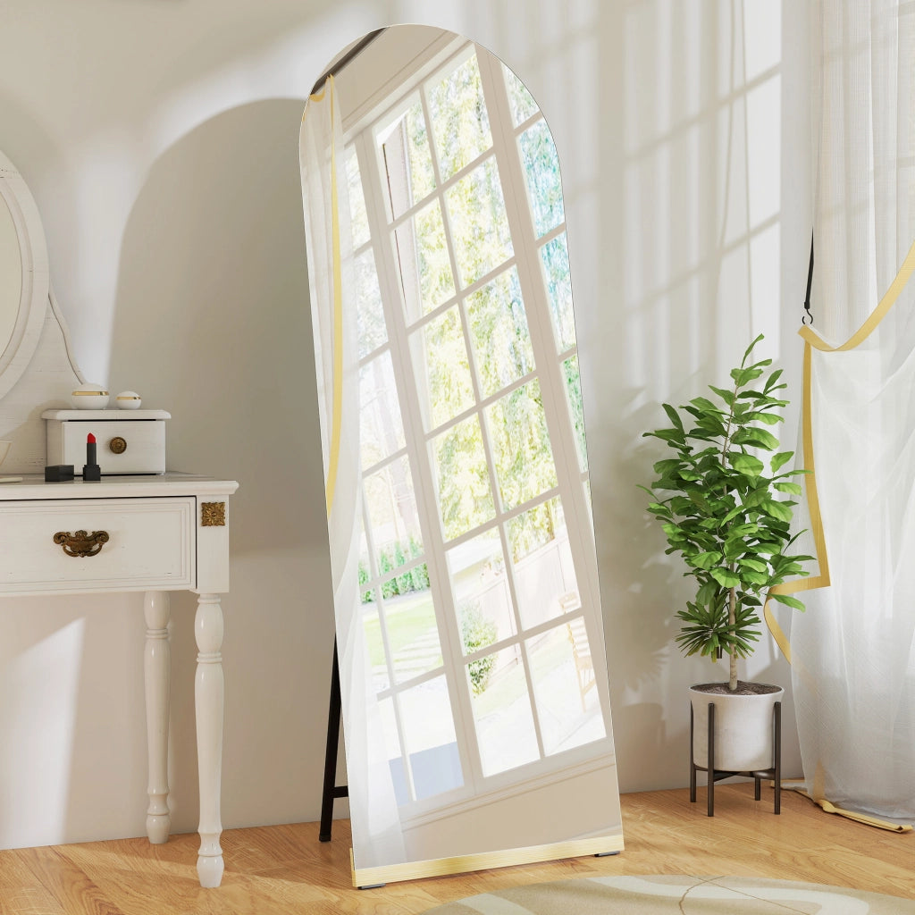 Specchio a Pieno Corpo Curvo senza Cornice ¨C zephmum ¨C Legno 160x50 cm