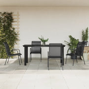 Set da Pranzo da Giardino 5 pz Nero in Acciaio e Textilenecod mxl 125031