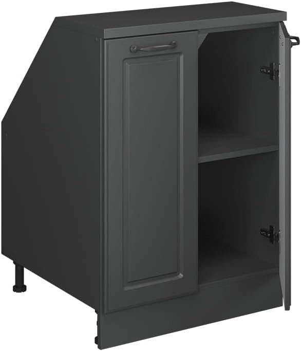 Mobile sottotetto Rion, Antracite casa di campagna, 60 x 81.6 cm con 2 porte, carcassa 60 cm profondità, adatto per il salvaspazio sotto tetti spioventi