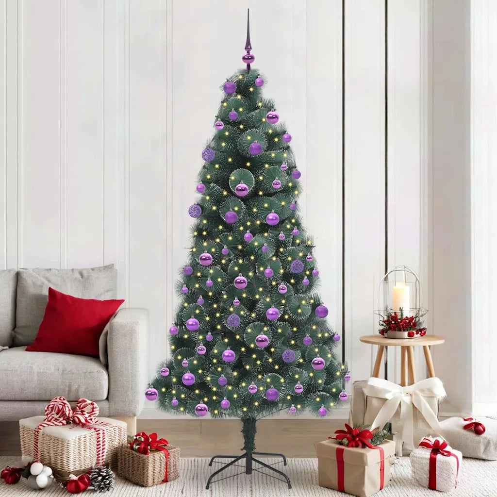 Albero di Natale | Decorazioni natalizie artificiale pre-illuminato con set di palline