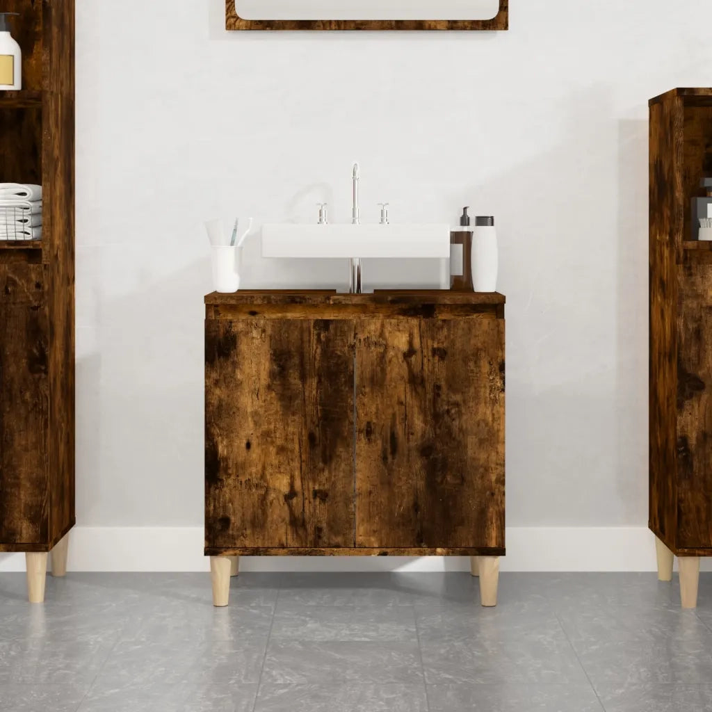Mobile Lavabo | Armadio Lavabo Rovere Fumo 58x33x60 cm in Legno Multistrato