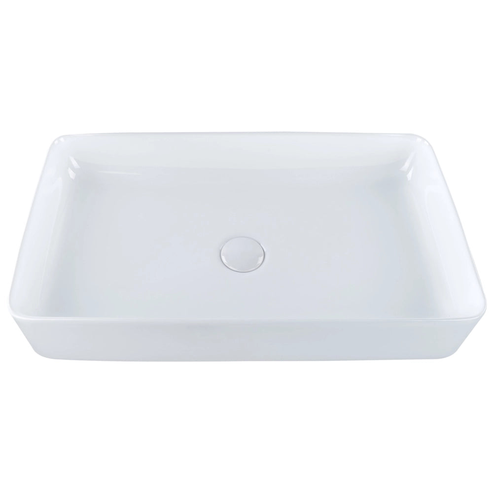 Lavabo da appoggio in ceramica con finitura lucida bianca 610 x 350 mm Lavello da bagno rettangolare