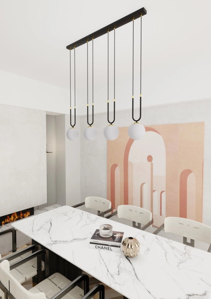 Lampadario Emibig Glam 4xE14 in vetro nero opale oro