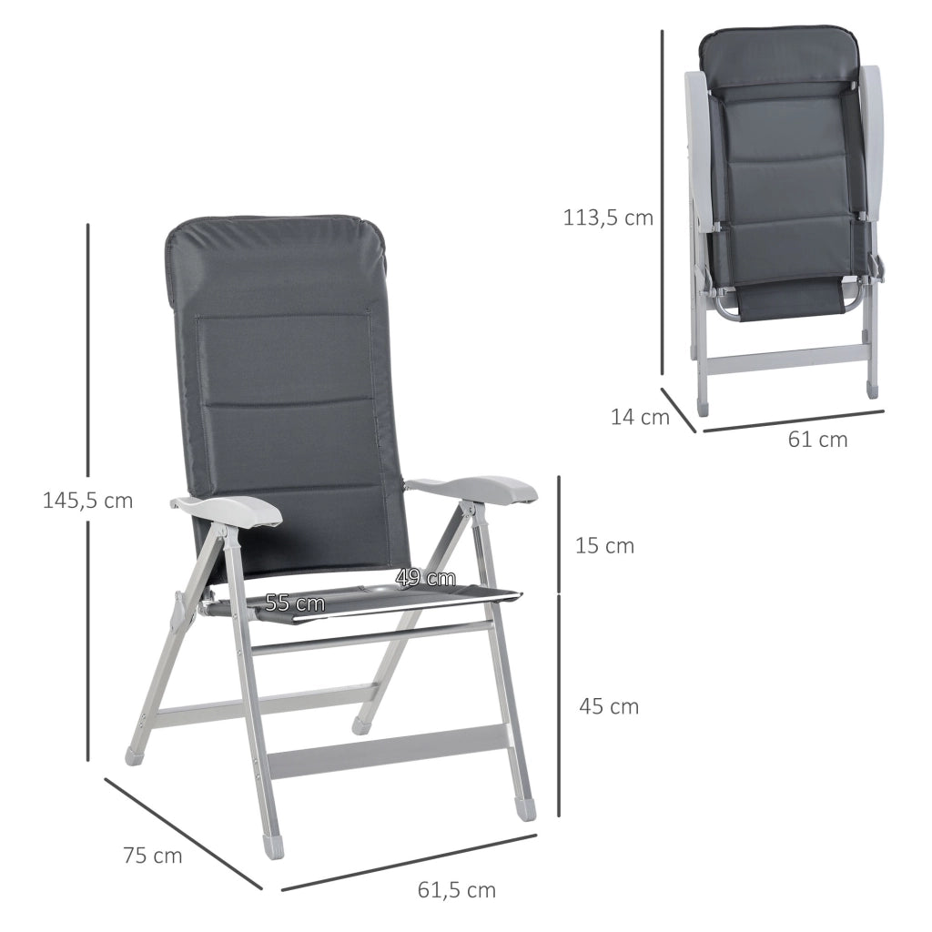 Sedia da giardino pieghevole con schienale alto reclinabile ¨C zephmum ¨C Grigio