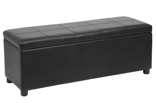 Cassapanca Bukit con Seduta Imbottita Ottomana Contenitore 118x37x43 cm Similpelle Nero [en.casa]