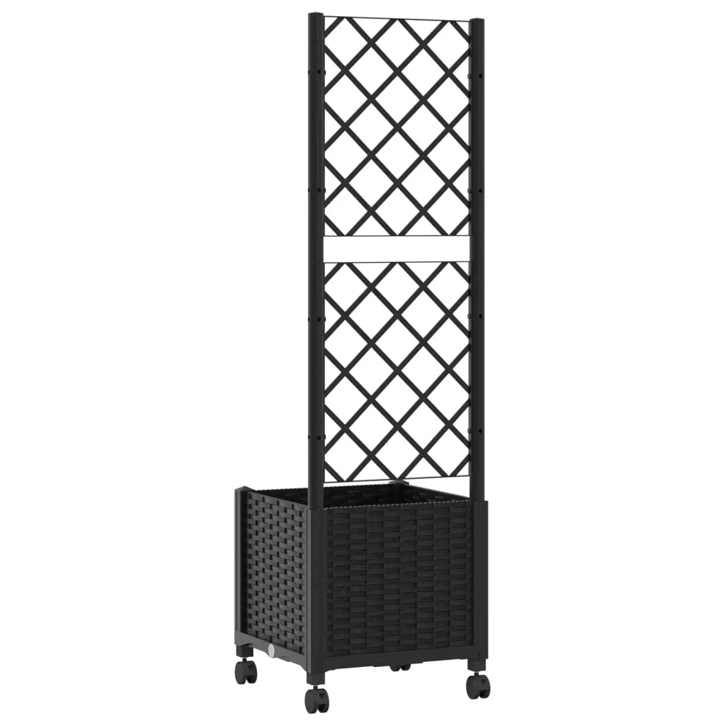 Vaso da giardino con grigliato e ruote Nero 40 x 40 x 146 cm PP 3422920