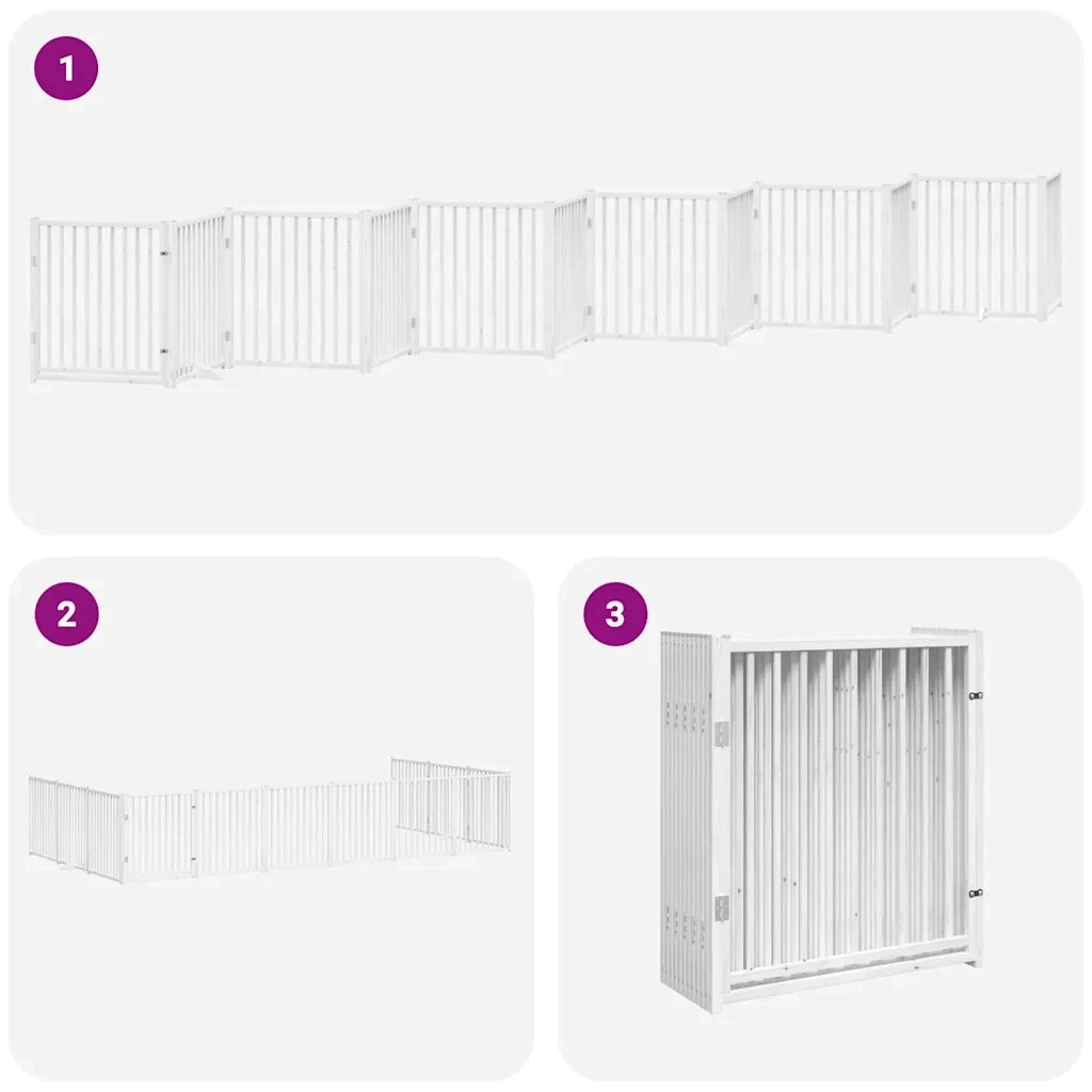 Cancello Cani Porta Pieghevole Bianco 12 Pannelli 960 cm Pioppo 3155736