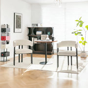 Sedia da Pranzo con Braccioli e Schienale Curvo ¨C MINIMAL ¨C Similpelle, Struttura in Metallo