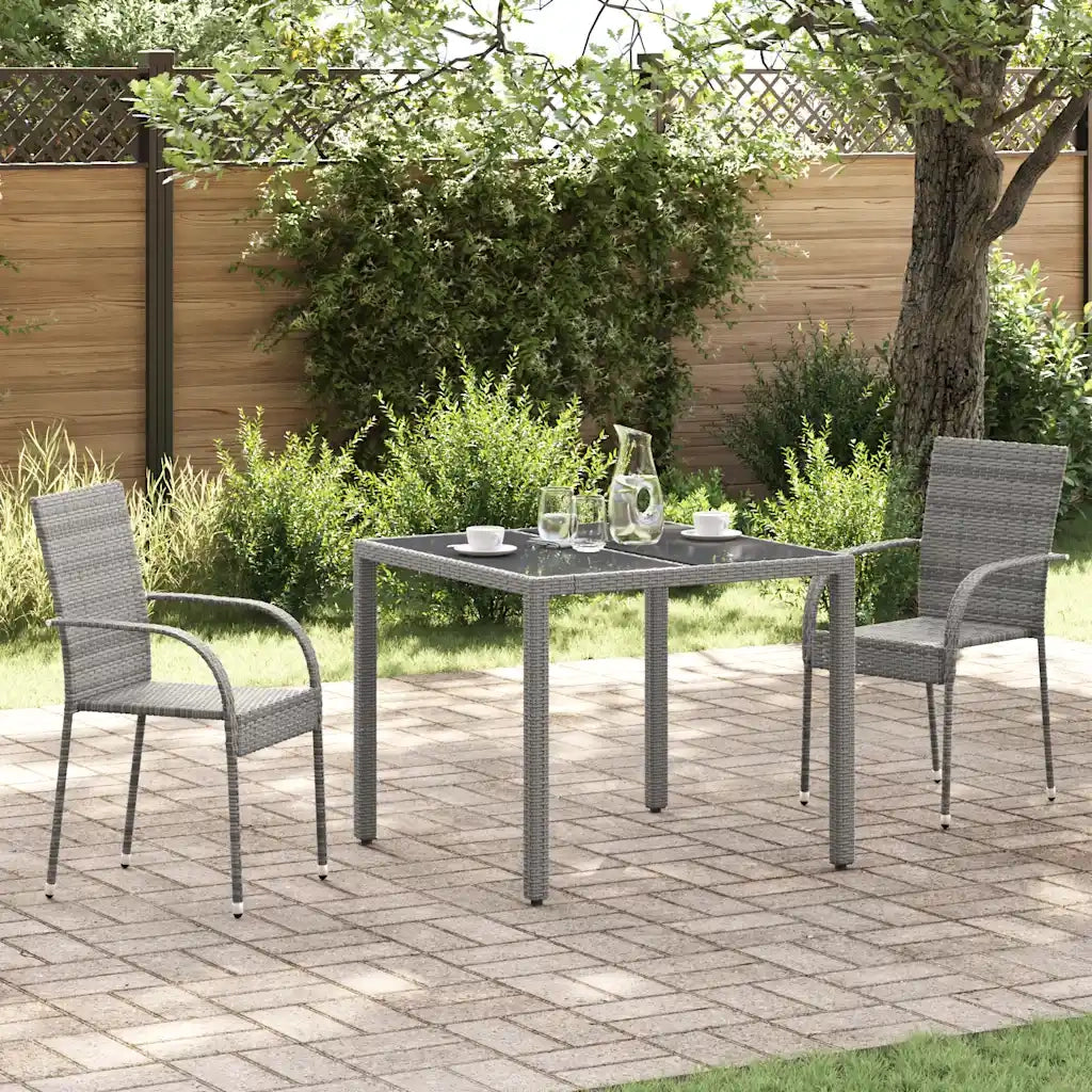 Sedie da Esterno Impilabili 2 pz Grigie in Polyrattan 46464