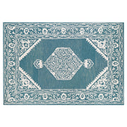 Tappeto bianco blu lana 140 x 200 cm tessuto piatto fatto a mano motivo orientale