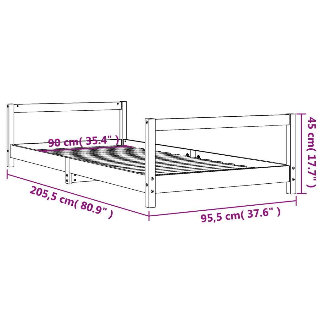 Giroletto per Bambini | Letto Infantile | Lettino Nero 90x200 cm in Legno Massello di Pino