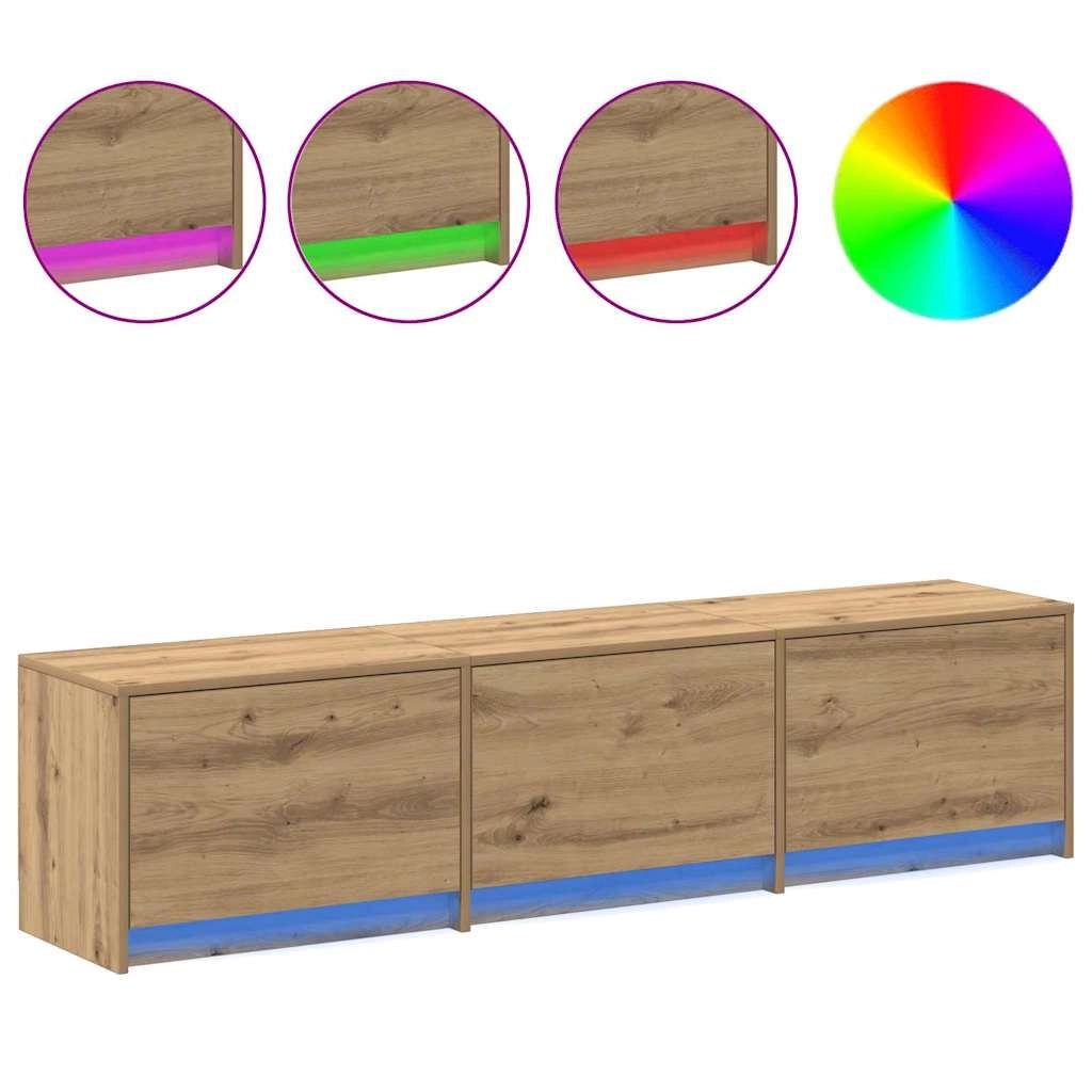 Mobile TV moderno e pratico 162 x 34 x 40 cm con LED per un'atmosfera accogliente realizzato in legno di rovere ingegnerizzato 02_0056329