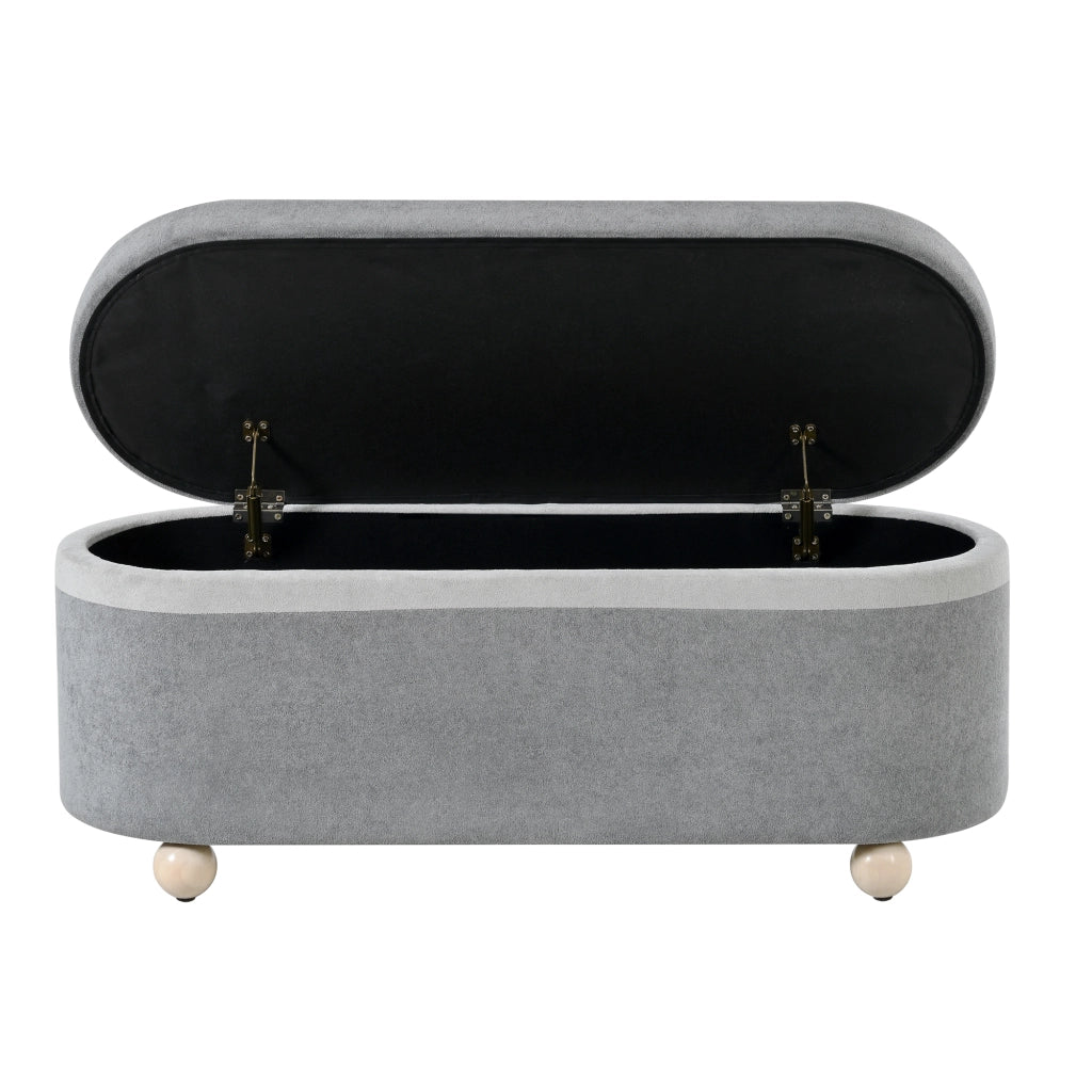Panca Contenitore con Coperchio e Gambe in Legno ¨C MINIMAL ¨C Grigio, 110x41x47 cm